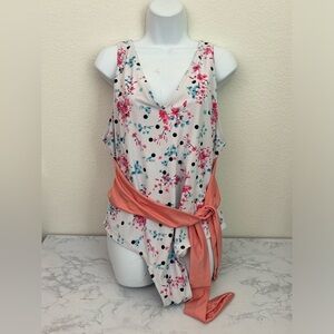 Shein Womens One Piece Swim Suit Bathing Suit Zip Front Floral 3XL Waist…​